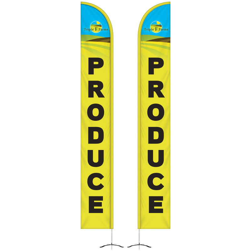 15' Double Sided Half Drop Banner w/Premium Hardware & Cross Base