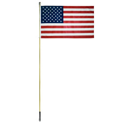 10' Gold Inground Economy Aluminum Display Pole w/ 3' x 5' Printed US Flag