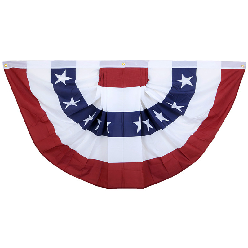 3' x 6' 5-Stripe and Stars Cotton Pleated Fan