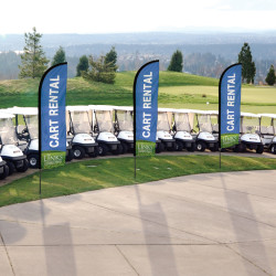 In Use at a golf course for cart rental signage