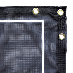 Close up of fabric, grommets and heading