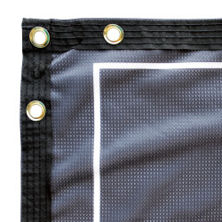 Close up of fabric, grommets and heading