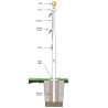 30' External Halyard Ground Sleeved Fiberglass White Flagpoles