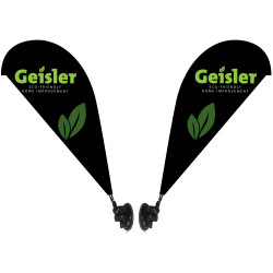 Double Sided Mini Teardrop Banner with Premium Suction Cup