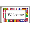International Welcome 5' X 8' Knit Poly Flag with Heading and Grommets