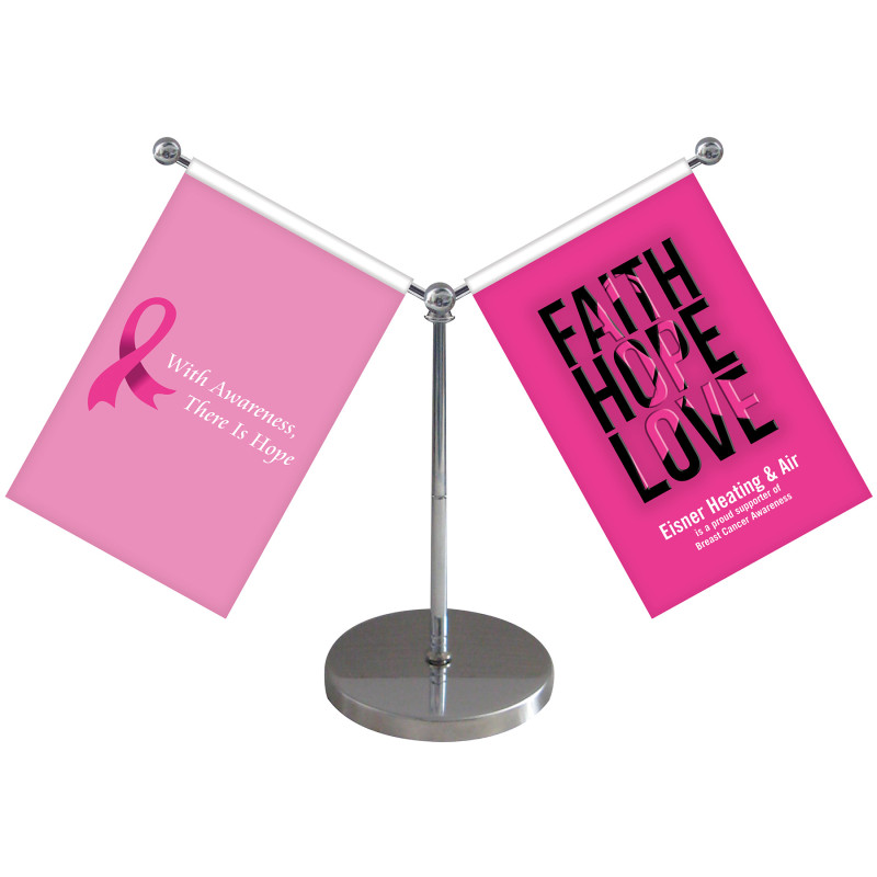 5.5-9" Metal Telescopic Flagpole with Two Double Sided Flags