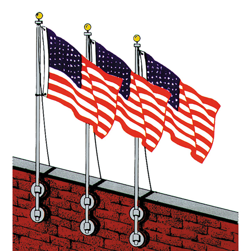 9' Vertical Wall Mounted Flagpole Set with Brackets