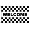 Welcome Black & White Checkered 3' x 5' Message Flag with Heading and Grommets
