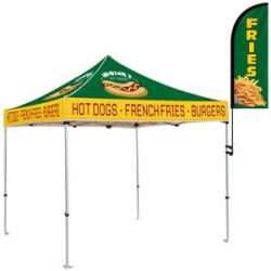 Clamp and banner attached to tent