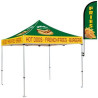 Clamp and banner attached to tent