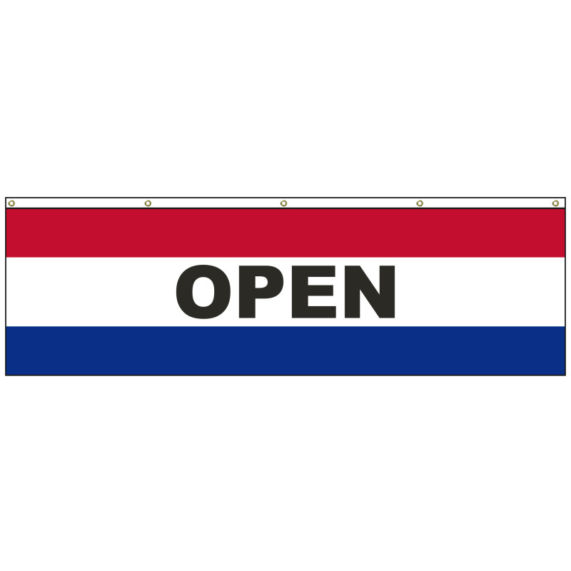 Open 3' x 10' Horizontal Flag with Heading and Grommets Across the Top