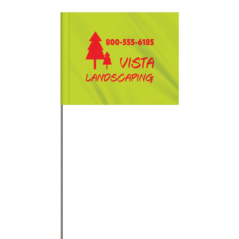 1-Color 4" x 5" Custom Vinyl Marking Flag with 30" Wire