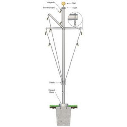 25' Nautical Flagpole w/ Yardarm & Gaff 25' Nautical Flagpole w/ Yardarm & Gaff