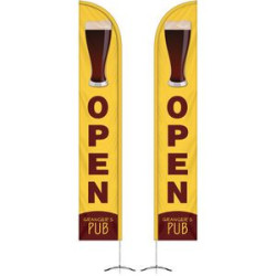 12' Double Sided Half Drop Banner w/Premium Hardware & Cross Base