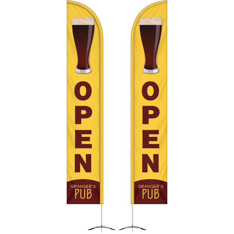 12' Double Sided Half Drop Banner w/Premium Hardware & Cross Base