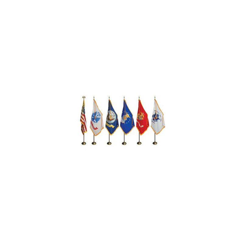 8' Pole & 3' x 5' Flag - Military and US Indoor Presentation Set
