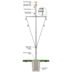 20' Nautical Flagpole - Ground Set Aluminum