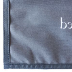 Rear close up of hemming and material