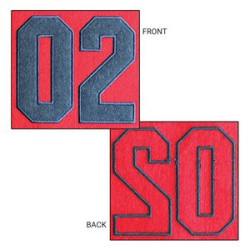 Close up of sewn applique characters