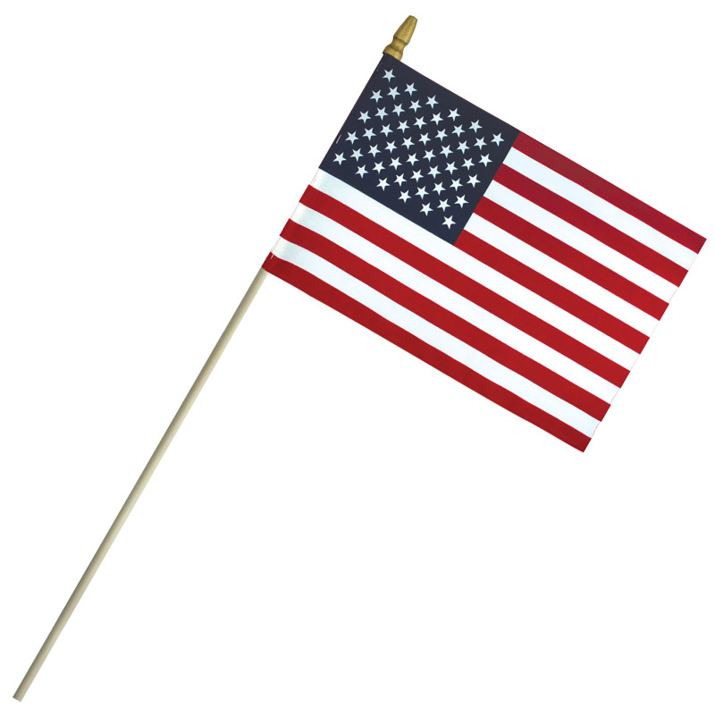 6" x 9" Economy Cotton US Stick Flag with Spear Top on a 18" Dowel