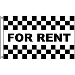 For Rent Black & White Checkered 3' x 5' Message Flag with Heading and Grommets
