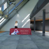 Table cover in use at a trade show