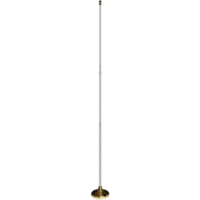 Indoor & Parade Telescopic Silver Pole And Base Kit - 8'