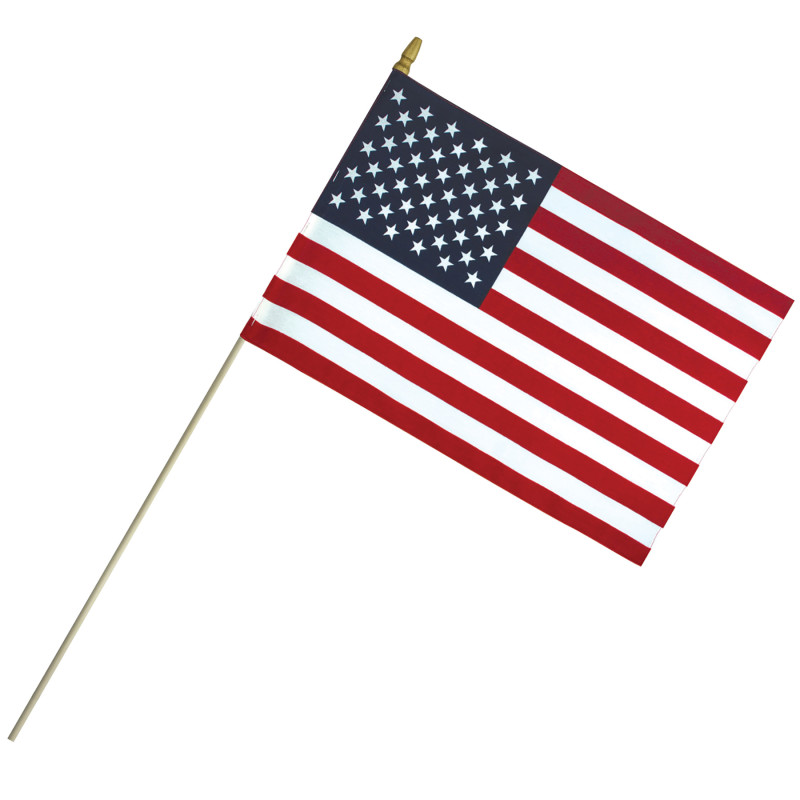 12" x 18" Economy Cotton US Stick Flag with Spear Top on a 30" Dowel