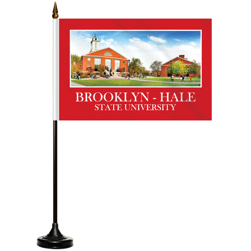 6" x 9" Single Reverse Stick Flag with Black Plastic Weighted Base