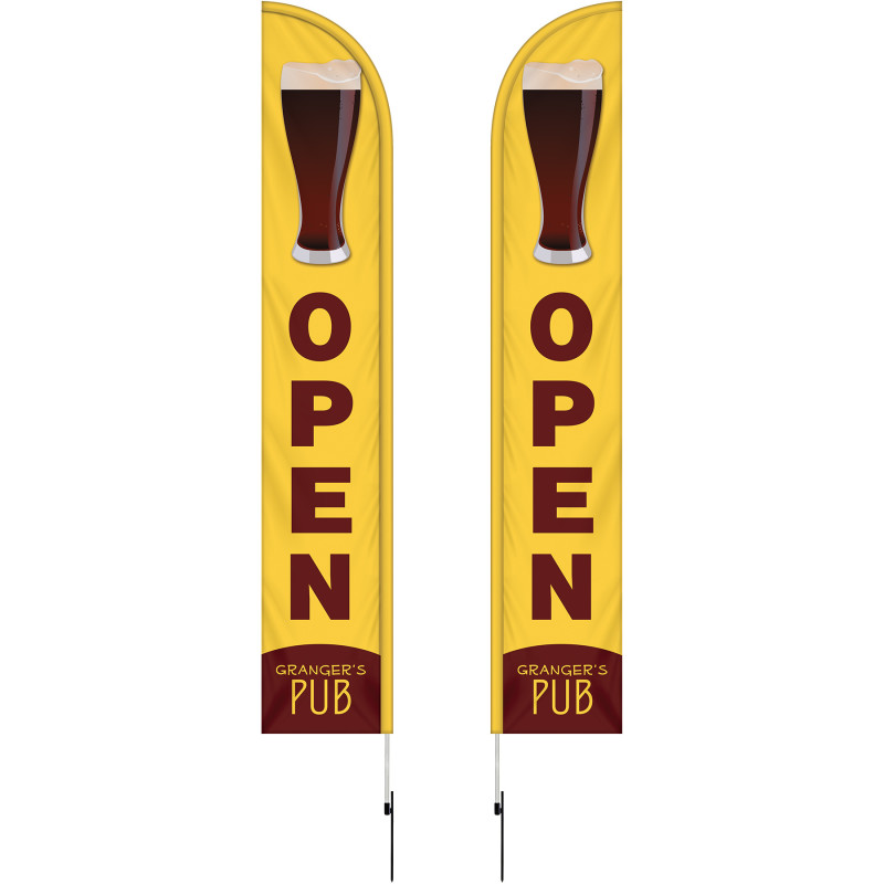 12' Double Sided Half Drop Banner w/ Premium Hardware & Spike