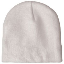 Knit Beanie with No Pom and No Cuff (Printed Logo)