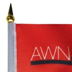 Gold spear point and pole sleeve close up