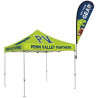 Clamp and banner attached to tent