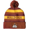 Knit Beanie with Pom and Ribbed Cuff (Woven Logo)