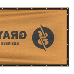 Back view of banner showing fabric, finishing and print