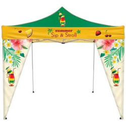 Front of Square Frame Tent with Polyester Banner