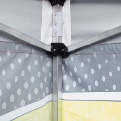 Interior View of Corner of Tent with Attached Banner