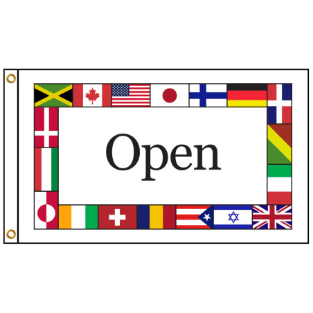 International Open 3' X 5' Knit Poly Flag with Heading and Grommets