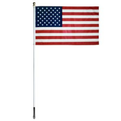 8' Silver Inground Economy Aluminum Display Pole w/ 3' x 5' Printed US Flag