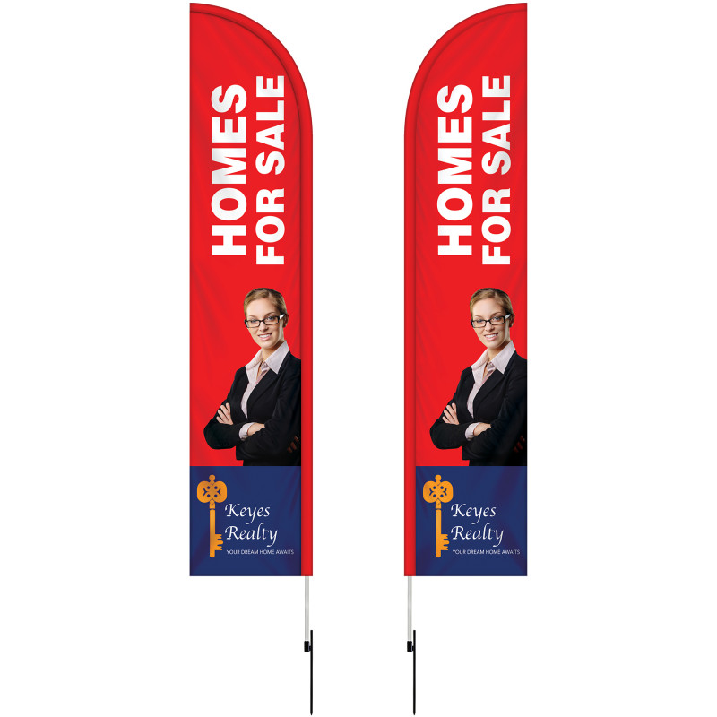10' Double Sided Half Drop Banner w/Premium Hardware & Spike