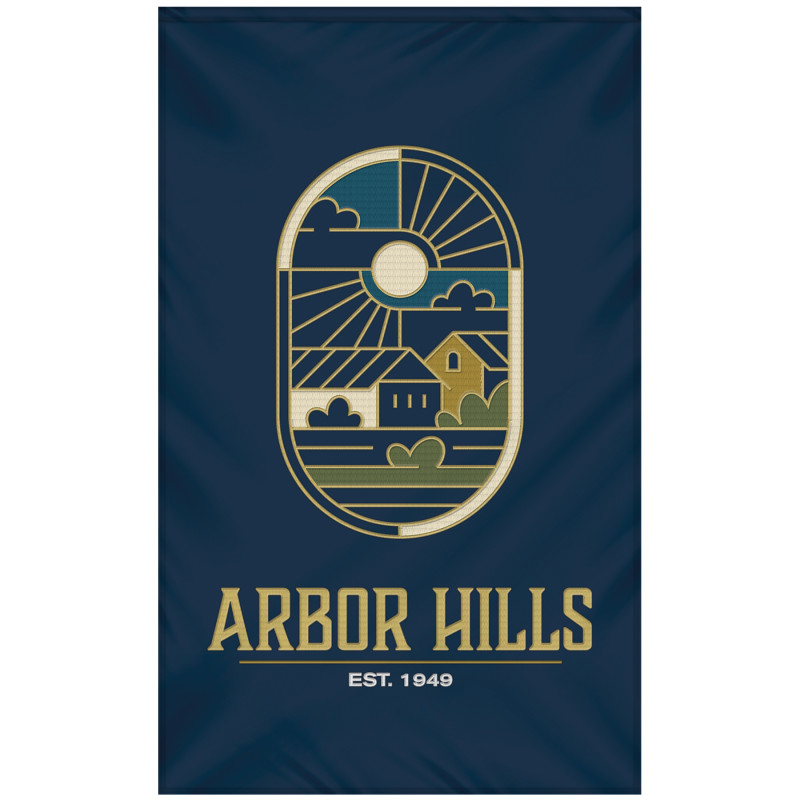 5' x 8' Single Sided Embroidered Banner with Pole Sleeve