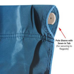 Close up of sewn in tab