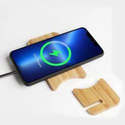 10W Vertical Bamboo Wirelss QI charger phone holder stand