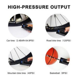 Tire Inflator Portable Air Compressor Gauge Emergency LED LigLht for Car/Motorcycle/Ball
