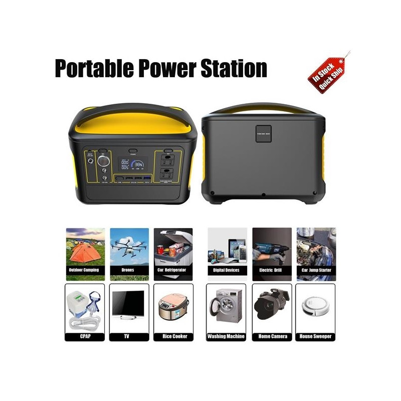 600W/153600mAh/12V Portable Power Supply w/Flashlight & SOS Light
