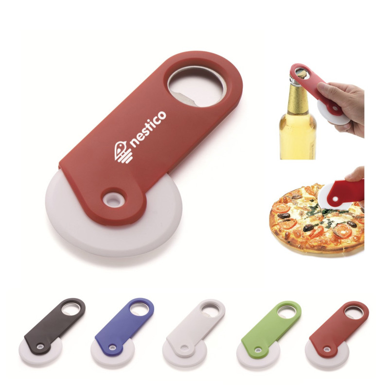 Pizza Cutter w/Bottle Opener - Prop 65 Compliant