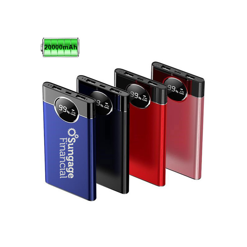 20000mAh power bank with display screen and dual LED lights