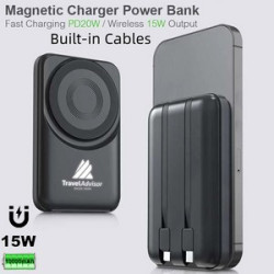 10,000mAh Magnetic Power Bank with Built-in USB-C & LED - Lit Logo Feature