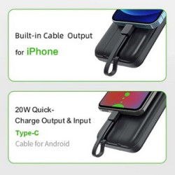 10,000mAh Magnetic Power Bank with Built-in USB-C & LED - Lit Logo Feature