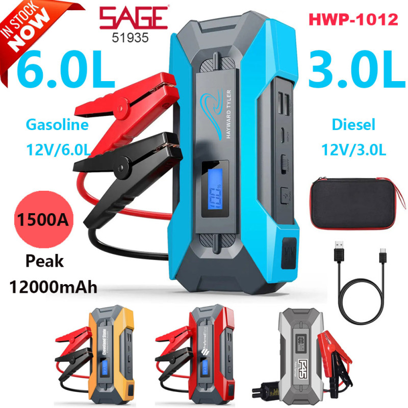 Portable Emergency battery booster 12000mAh Jump Box Power w/Smart Clamp Jumper Starter